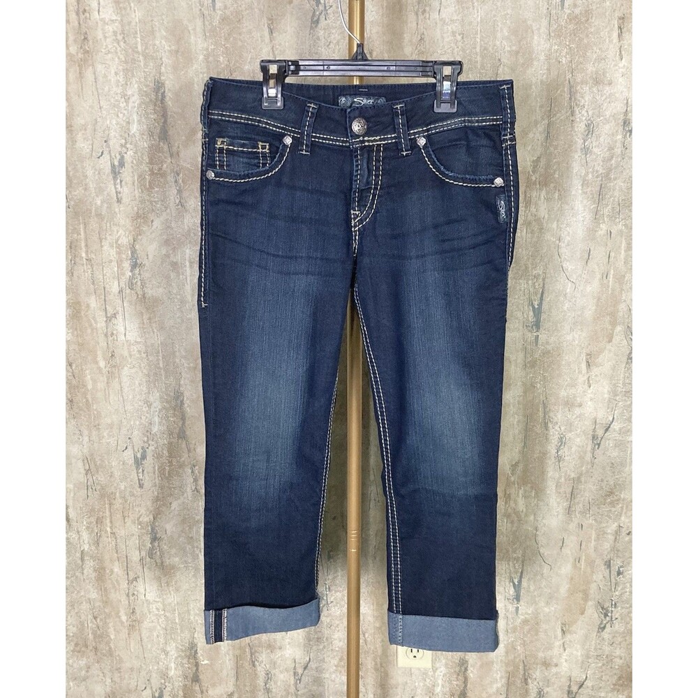Silver Jeans Dark Indigo Cropped Ankle Jeans